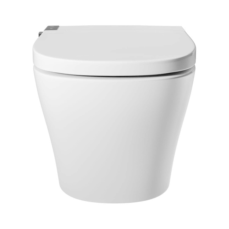 Wall Hung Smart Bidet Japanese Toilet with Heated Seat & 820mm Frame Cistern and White Sensor Flush Plate - Purificare