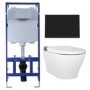 Wall Hung Smart Bidet Japanese Toilet with Heated Seat & 1160mm Frame Cistern and Black Pneumatic Flush Plate - Purificare