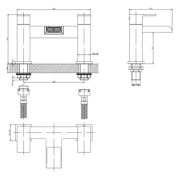 Black Bath Mixer Tap - Quadra