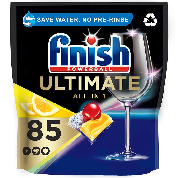 Finish Dishwasher Tablets x85 Rinse & Shine Aid 400ml Salt 4kg And Limescale Cleaner Bundle