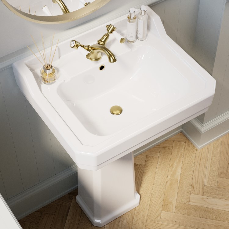 Traditional Full Pedestal 1 Tap Hole Basin 570mm - Ripley