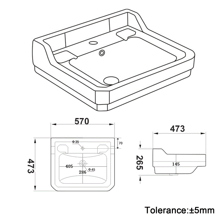 Traditional Semi Pedestal 1 Tap Hole Basin 570mm - Ripley