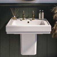 Traditional Semi Pedestal 2 Tap Hole Basin 583mm - Park Royal