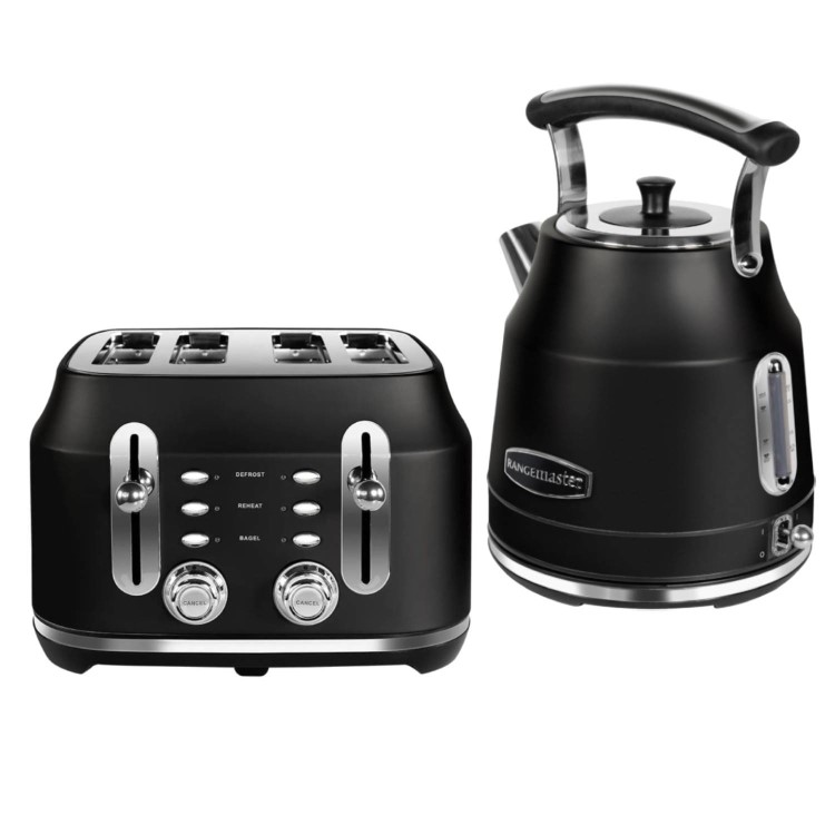 Rangemaster Classic 4 Slice Toaster & Cordless Classic Dome 1.7L Kettle - Black