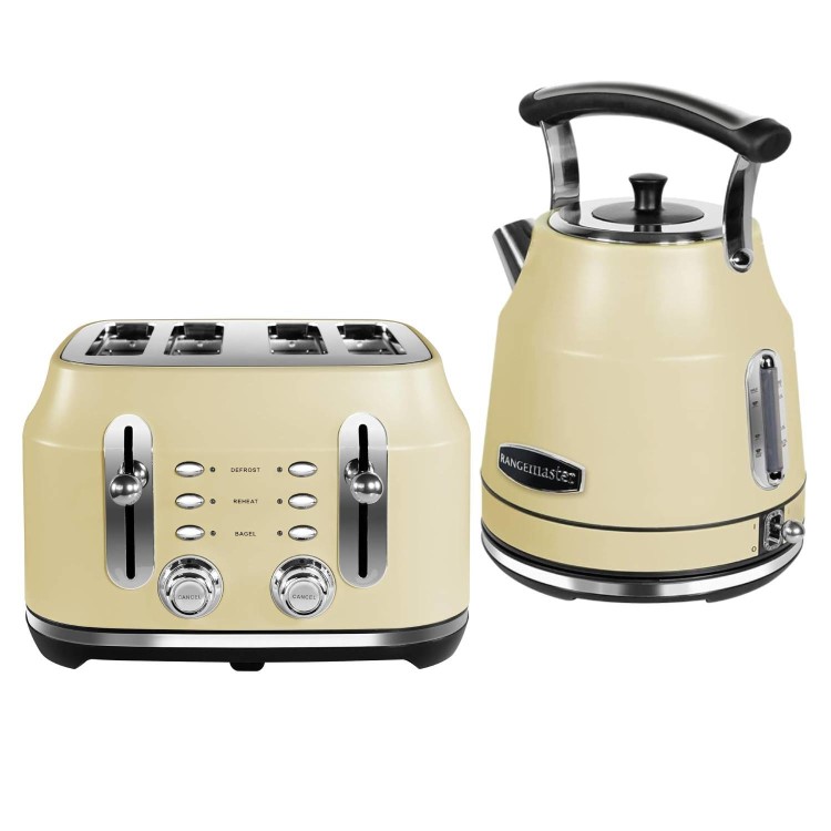 Rangemaster Classic 4 Slice Toaster & Cordless Dome 1.7L Kettle - Cream