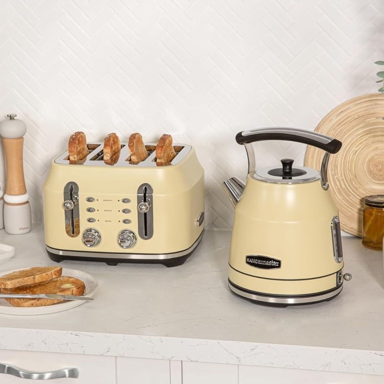 Rangemaster Classic 4 Slice Toaster & Cordless Dome 1.7L Kettle - Cream