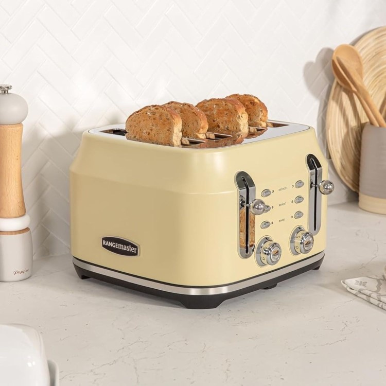 Rangemaster Classic 4 Slice Toaster & Cordless Dome 1.7L Kettle - Cream