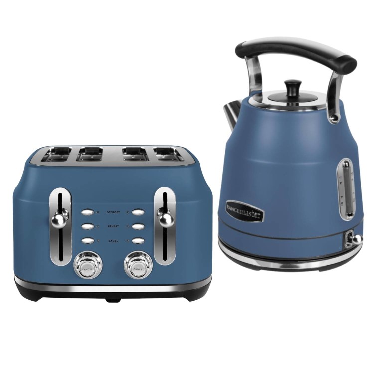 Rangemaster Classic 4 Slice Toaster & Cordless Dome 1.7L Kettle - Stone Blue