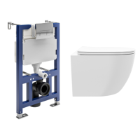 White Wall Hung Toilet with Soft Close Seat, Chrome Pneumatic Flush Plate, 820mm Frame & Cistern - Roma