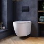 White Wall Hung Toilet with Soft Close Seat, Black Pneumatic Flush Plate, 820mm Frame & Cistern - Roma