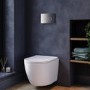 White Wall Hung Toilet with Soft Close Seat, Chrome Mechanical Flush Plate with 1160mm Frame & Cistern - Roma