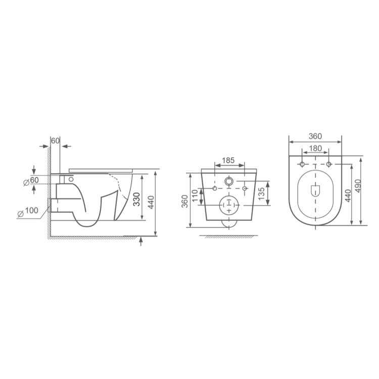 White Wall Hung Toilet with Close Seat, Black Pneumatic Flush Plate, 1170mm Frame & Cistern - Roma