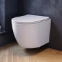 White Wall Hung Toilet with Soft Close Seat, Black Pneumatic Flush Plate, 820mm Frame & Cistern - Roma