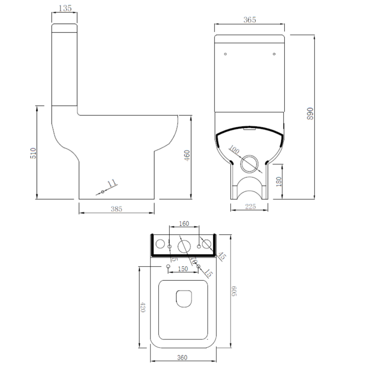 Close Coupled Comfort Height Toilet with Soft Close Seat - Seren