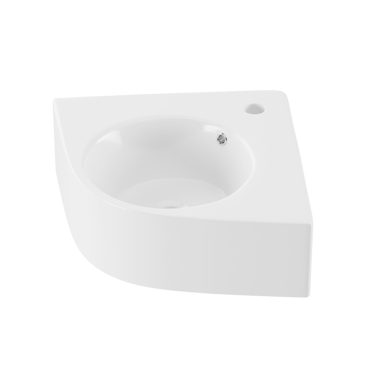 White Wall Hung Corner Basin 440mm - Theo