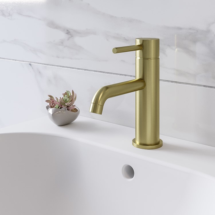 Wall Hung Corner Basin 440mm with Brass Tap Bottle Trap and Waste - Theo