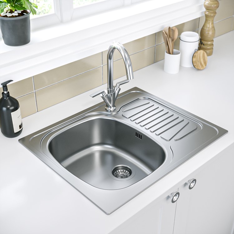 1 Bowl Ava Reversible Stainless Steel Kitchen Sink &  Hector Kitchen Mixer Tap