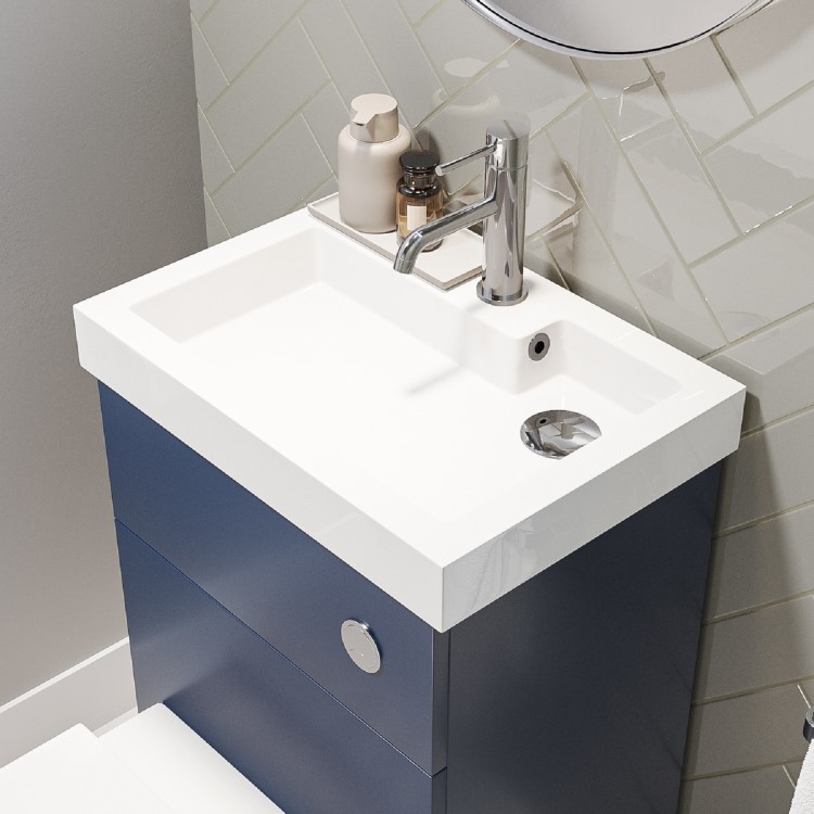 500mm Blue Cloakroom Toilet and Sink Unit with Chrome Fittings - Valetta