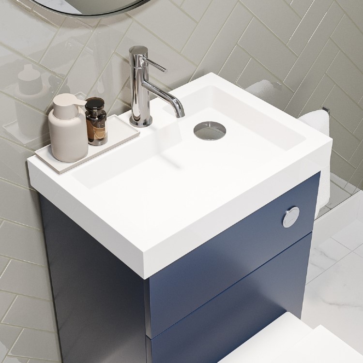 500mm Blue Cloakroom Toilet and Sink Unit with Chrome Fittings - Valetta