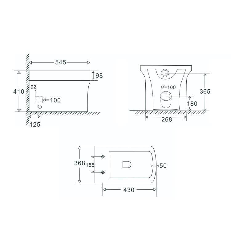 500mm Blue Cloakroom Toilet and Sink Unit with Black Fittings - Valetta