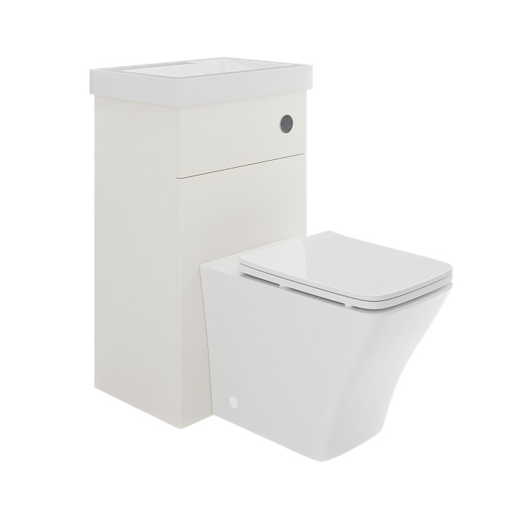 500mm White Cloakroom Toilet and Sink Unit with Square Toilet and Chrome Fittings - Valetta