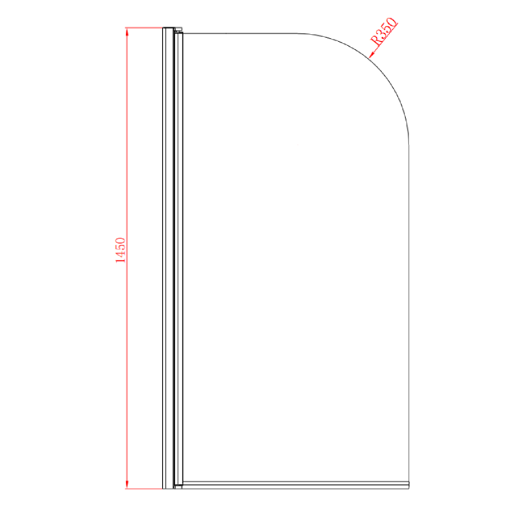 Single Ended Shower Bath with Front Panel and Hinged Black Bath Screen 1600 x 700mm - Alton