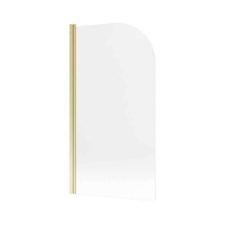 Freestanding Shower Bath Single Ended Left Corner with Brushed Brass Bath Screen 1500 x 800mm - Vigo