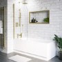 Freestanding Shower Bath Single Ended Left Corner with Brushed Brass Bath Screen 1500 x 800mm - Vigo