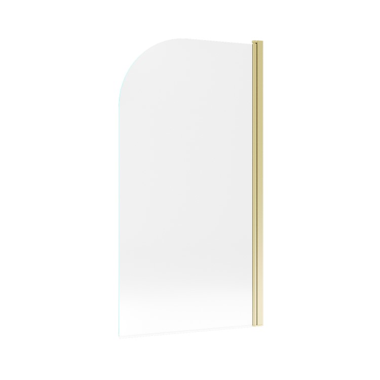 Freestanding Shower Bath Single Ended Left Corner with Brushed Brass Bath Screen 1500 x 800mm - Vigo