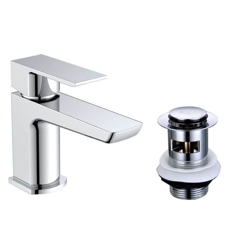 GRADE A1 - Chrome Mono Basin Mixer Tap With Waste - Zana