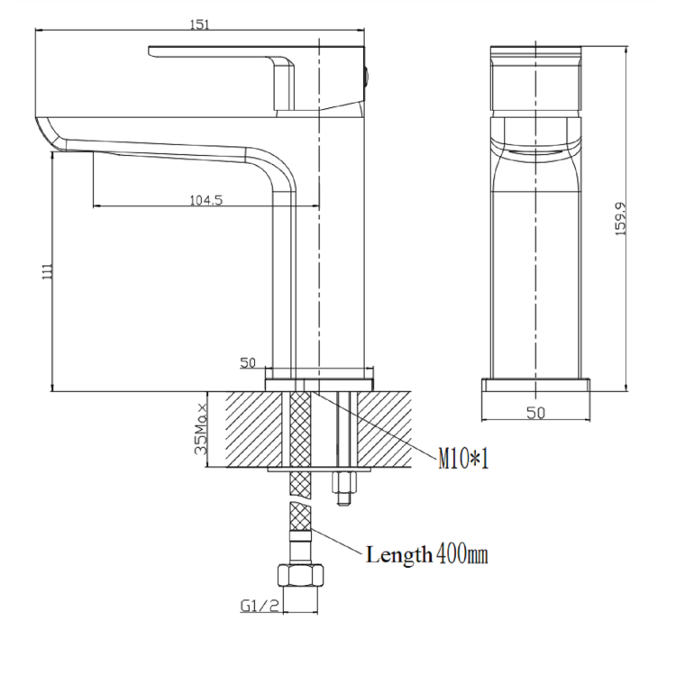 GRADE A1 - Chrome Mono Basin Mixer Tap With Waste - Zana