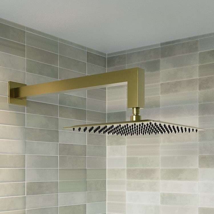 Brushed Brass Dual Outlet Wall Mounted Thermostatic Mixer Shower Set with Hand Shower - Zana