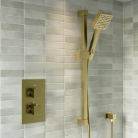 Brushed Brass Single Outlet Thermostatic Mixer Shower Set With Hand Shower- Zana