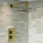 Brushed Brass Single Outlet Wall Mounted Thermostatic Mixer Shower Set - Zana