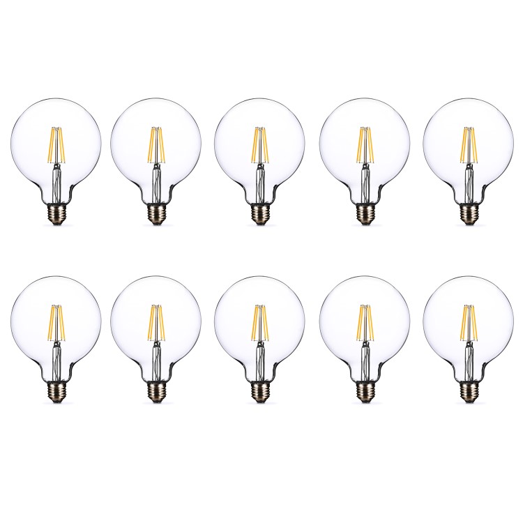 electriQ Smart Filament Bulb Large Round E27 Clear 5w - 10 Pack