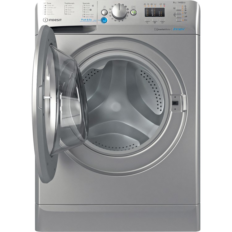 Indesit Push&Go 8kg 1400rpm Washing Machine - Silver