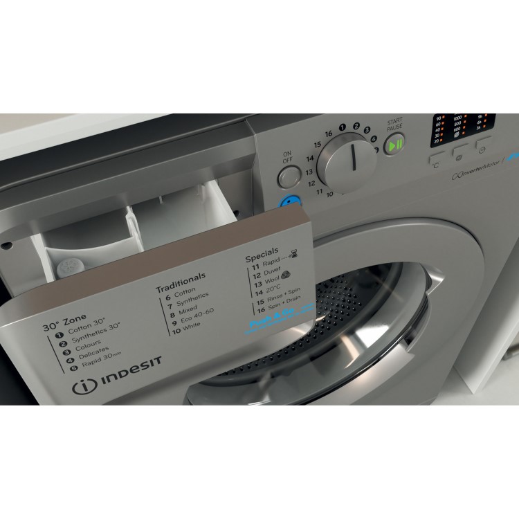 Indesit Push&Go 8kg 1400rpm Washing Machine - Silver