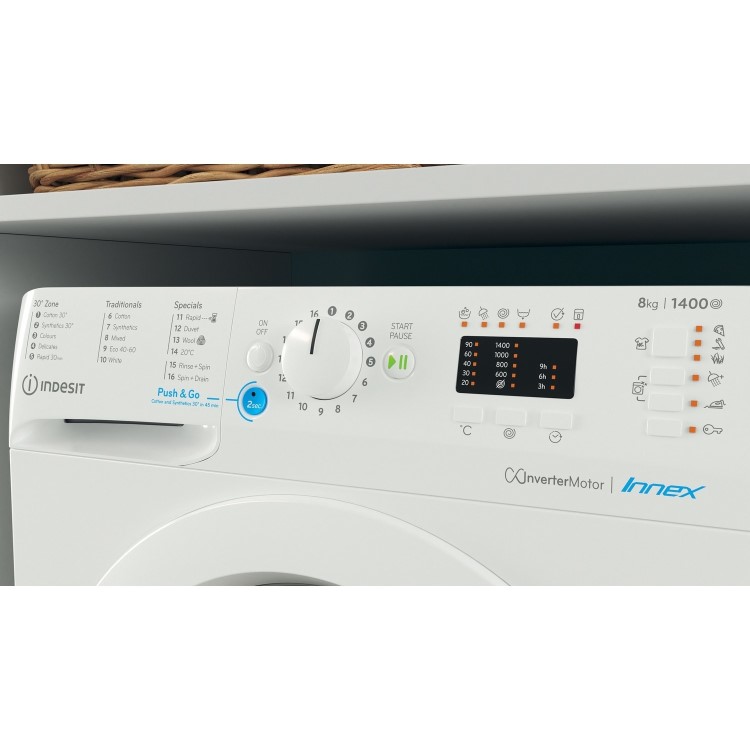 Indesit Push&Go 8kg 1400rpm Washing Machine - White