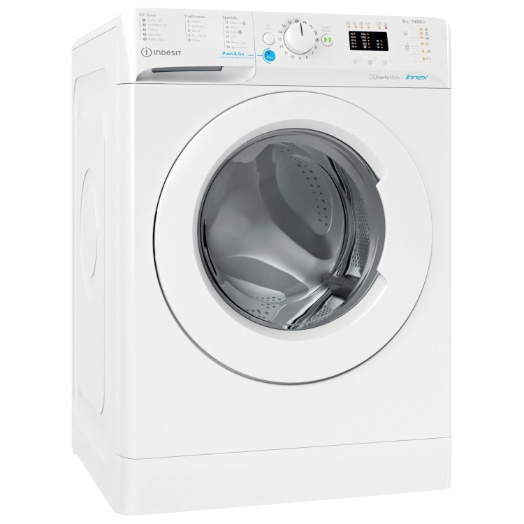 Refurbished Indesit BWA81485XWUKN Push And Go Freestanding 8KG 1400 Spin Washing Machine White