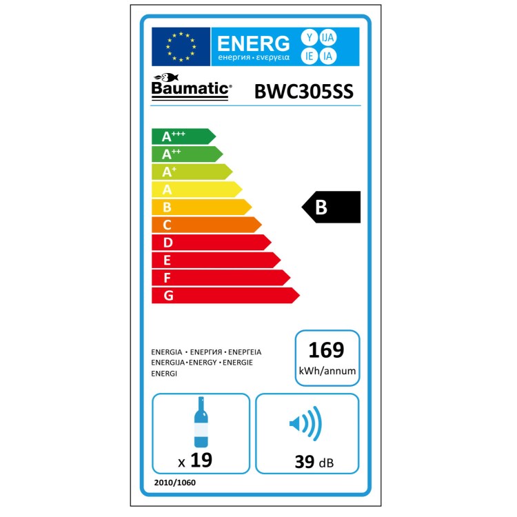 Baumatic BWC305SS 30cm 19 Bottle Electronic Wine Cooler With Built-in Possibility