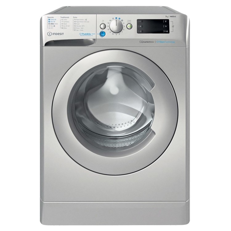 Indesit Push&Go 7kg 1400rpm Washing Machine - Silver