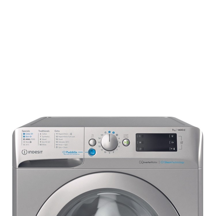 Indesit Push&Go 7kg 1400rpm Washing Machine - Silver