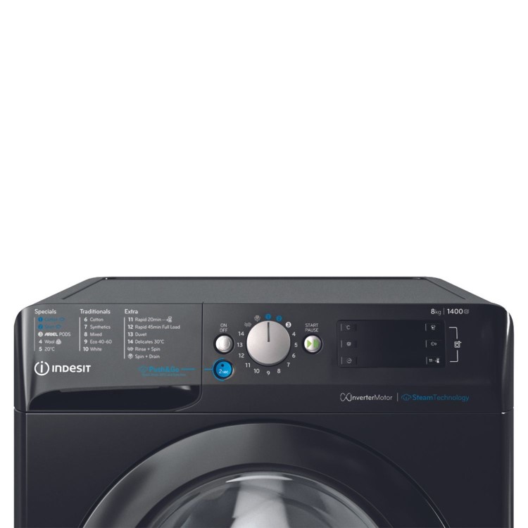 Indesit Push&Go 8kg 1400rpm Washing Machine - Black