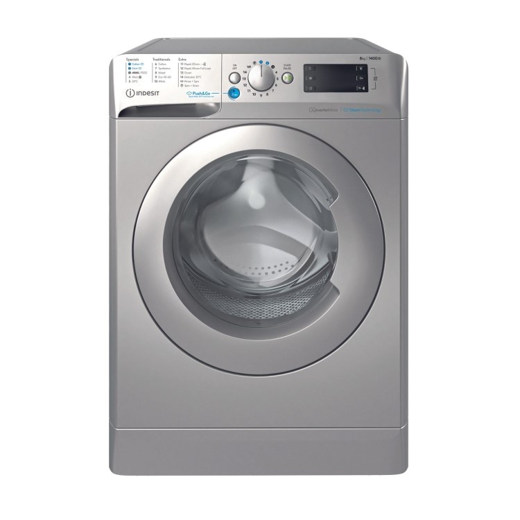 Indesit Push&Go 8kg 1400rpm Washing Machine - Silver