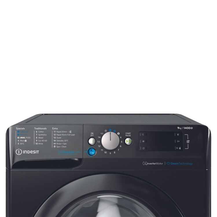 Indesit Push&Go 9kg 1400rpm Washing Machine - Black