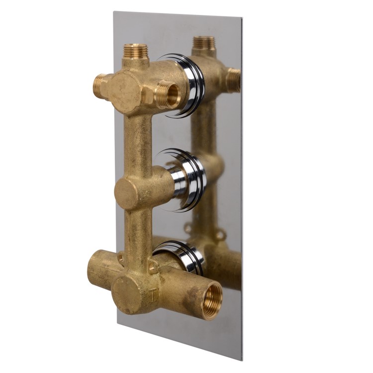 Triple Outlet Concealed Thermostatic Shower Valve With Diverter- EcoStyle Range 