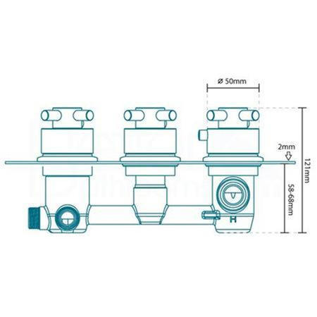 Triple Outlet Concealed Thermostatic Shower Valve With Diverter- EcoStyle Range 