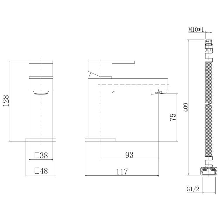 GRADE A1 - Chrome Cloakroom Mono Basin Mixer Tap - Cube