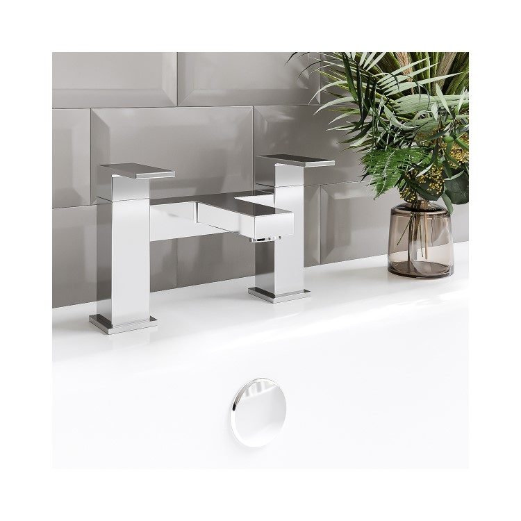 Chrome Bath Mixer Tap - Cube