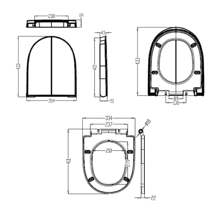 GRADE A1 - Portland wrap round toilet seat